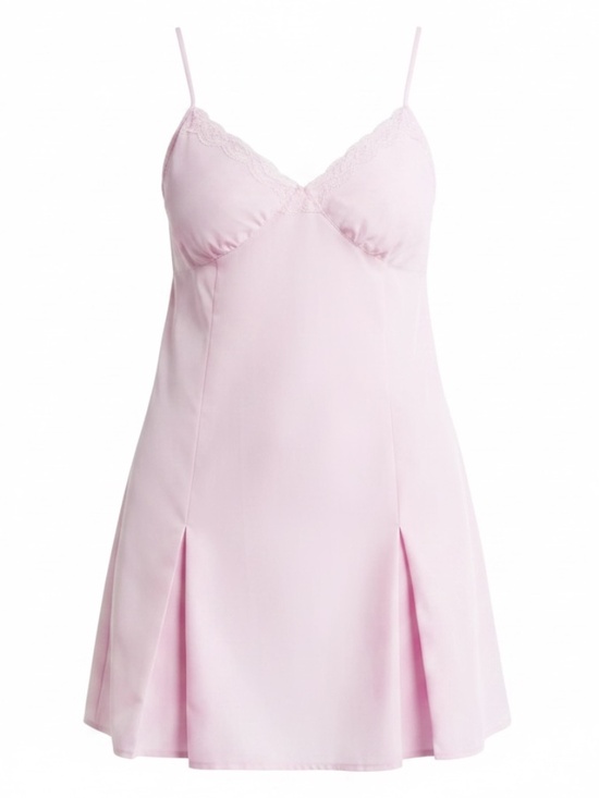 Open Edit Dresses & Skirts - Open Edit Taffeta Pleated Sleeveless Mini Dress XS Pink Pirouette